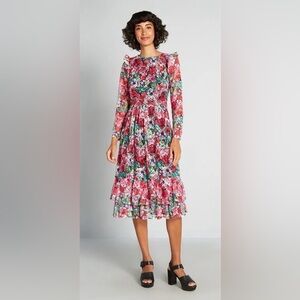 Little Mistress Bouquet & Slay Alora Lace Floral Long Sleeve Tiered Dress Size 8